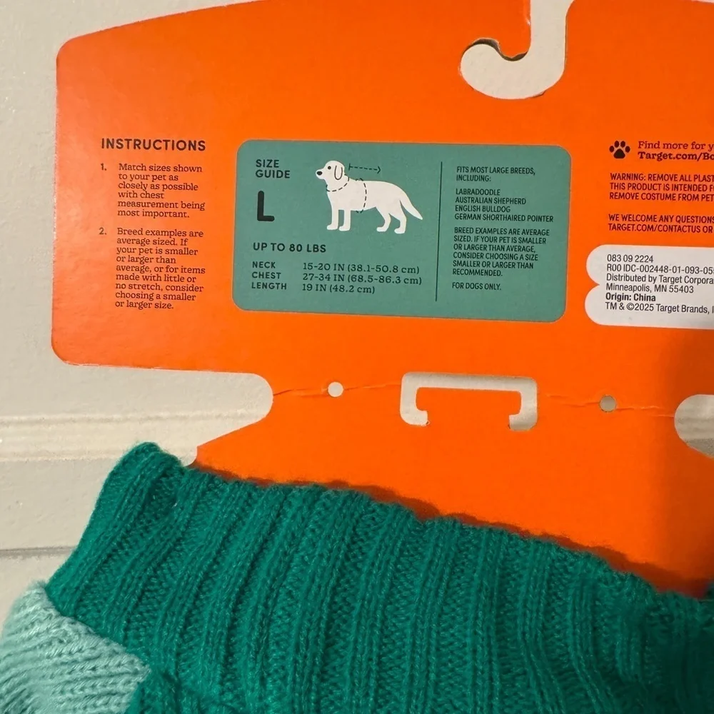 Boots and Barkley Dog Sweater Costume Sz Large